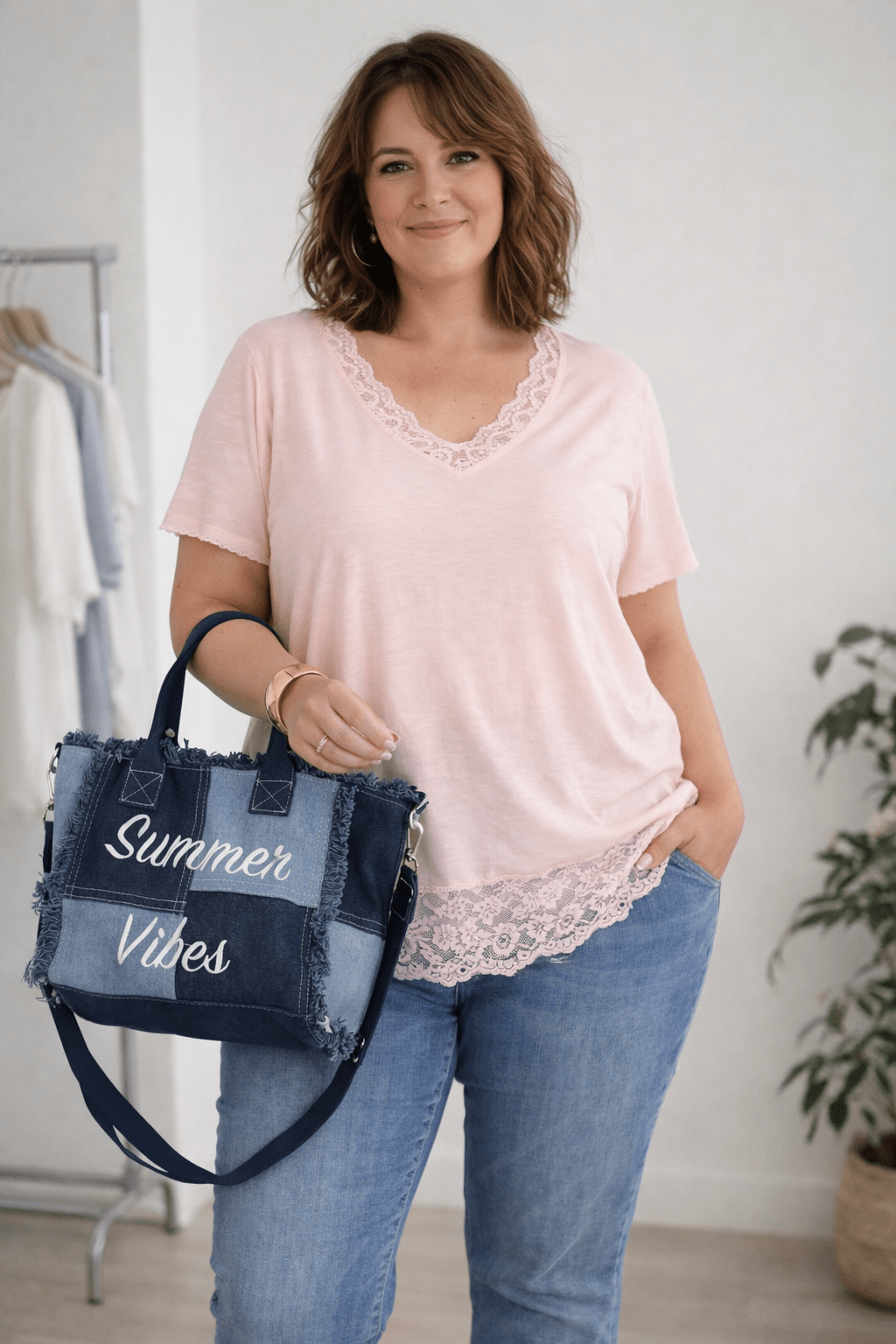 T-shirt Dentelle Rouleau Manches Courtes — 36 - 52 - Mam’s Ailes