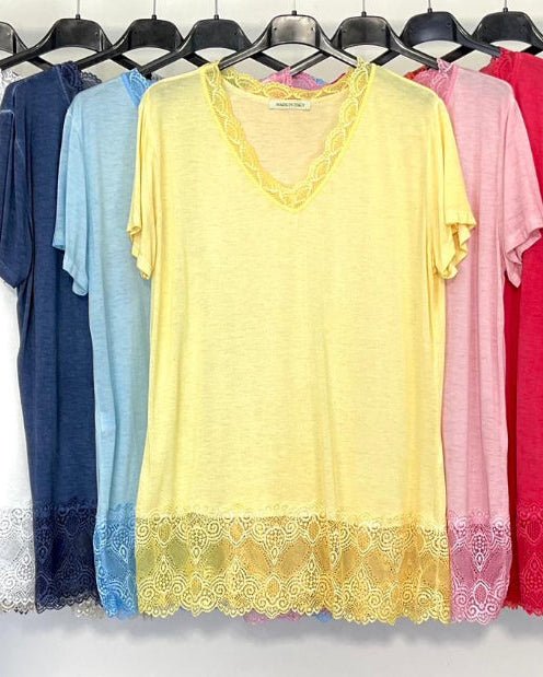 T-shirt Dentelle Rouleau Manches Courtes — 36 - 52 - Mam’s Ailes