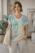 T-shirt Fluide Artistique – Coupe Ample 36/46 - Mam’s AilesBleu ciel