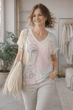 T-shirt Fluide Artistique – Coupe Ample 36/46 - Mam’s AilesBleu ciel