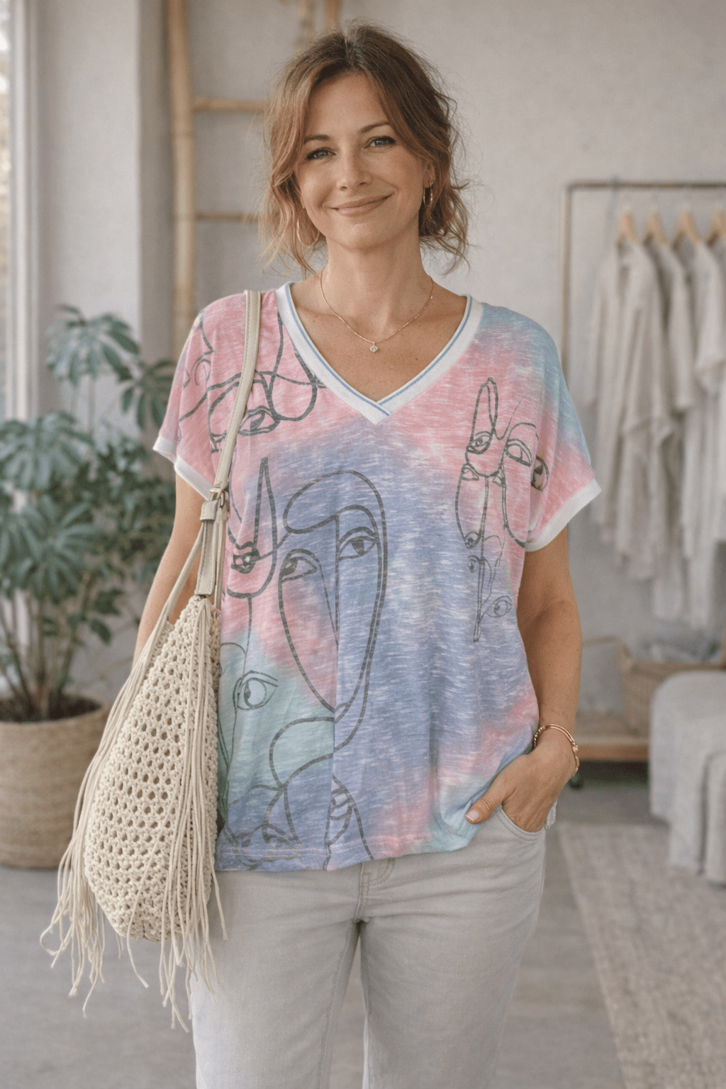 T-shirt Fluide Artistique – Coupe Ample 36/46 - Mam’s AilesBleu ciel