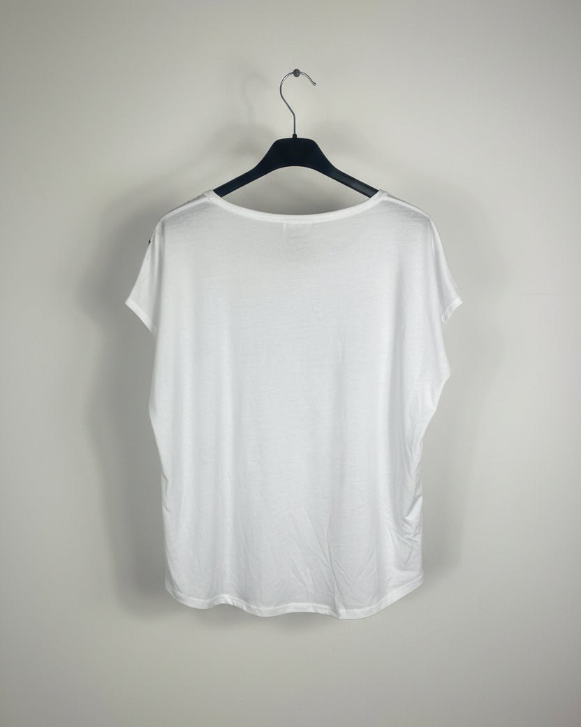 Dos uni du tee-shirt blanc Just Breathe pour femme