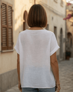 Dos uni du t-shirt Marinette femme en voile de coton coupe ample