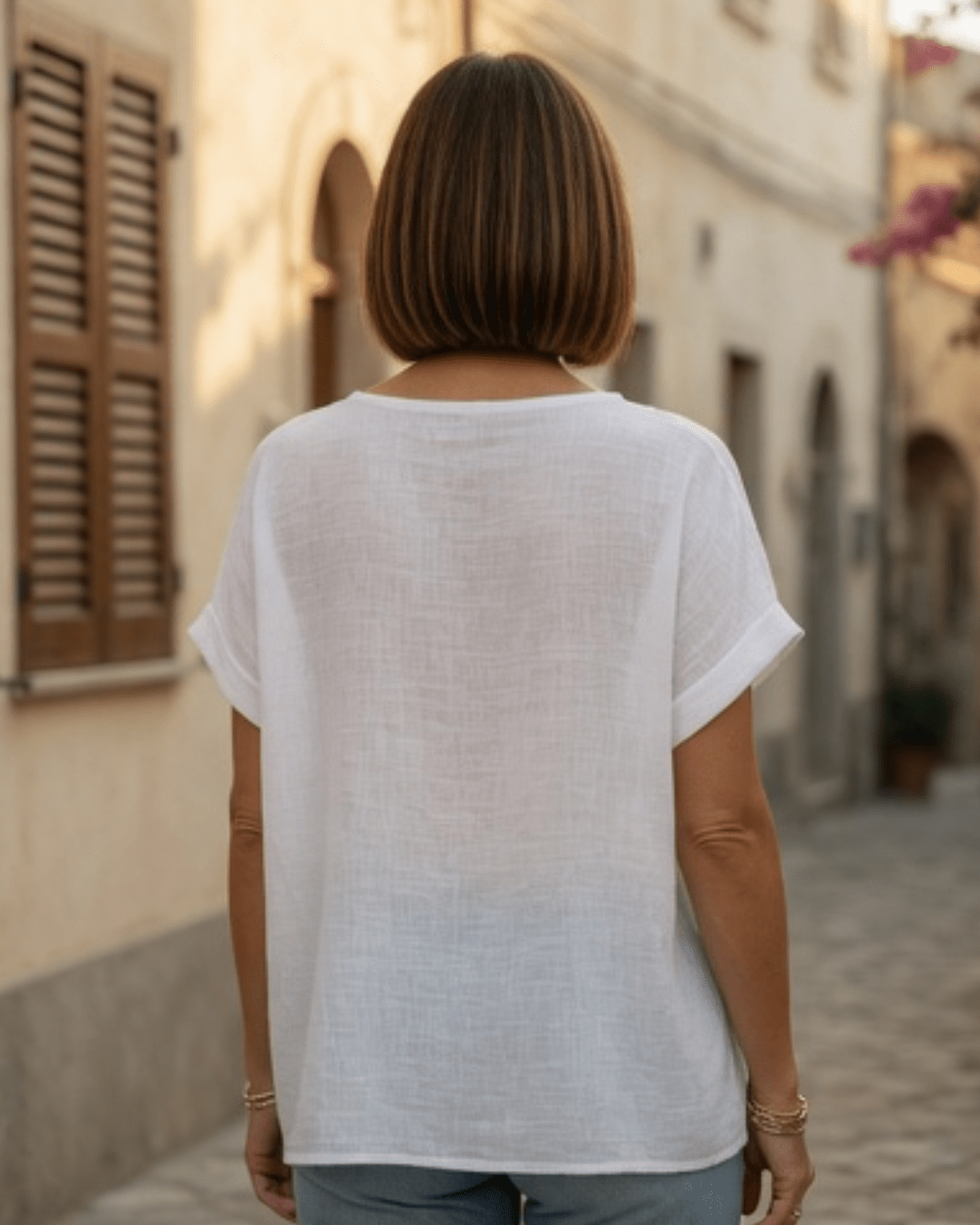 Dos uni du t-shirt Marinette femme en voile de coton coupe ample