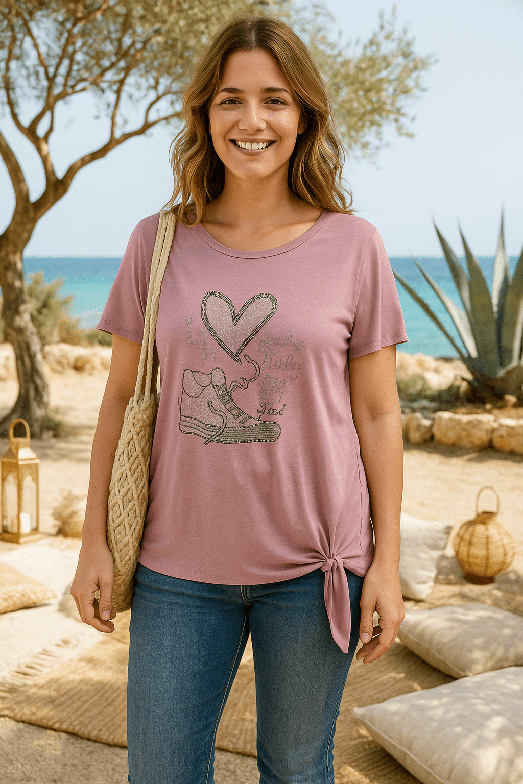 T-shirt "Young & Trendy Love Best" en Strass - Mam’s Ailes