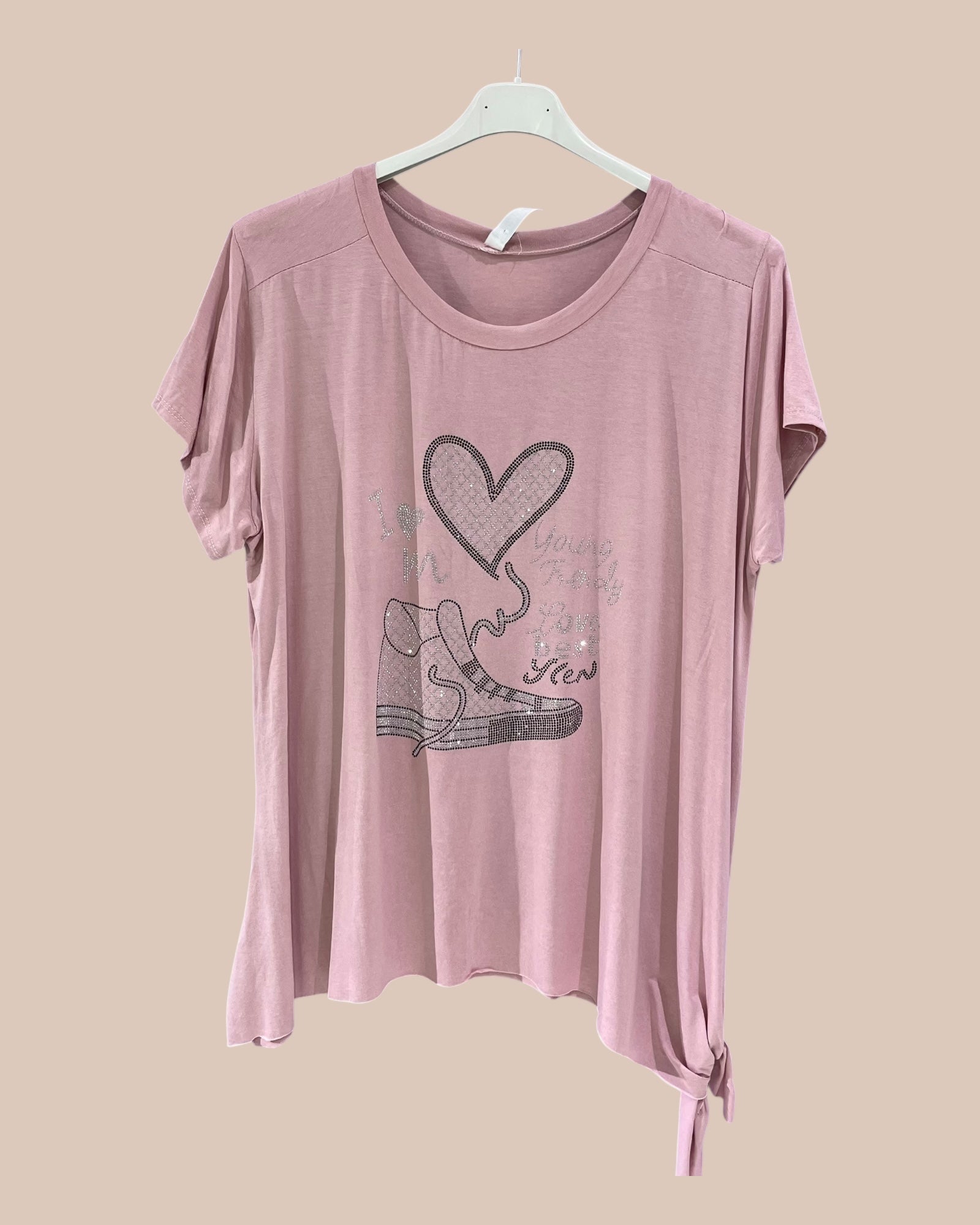 T-shirt "Young & Trendy Love Best" en Strass - Mam’s Ailes