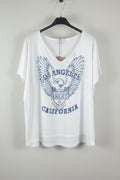 Tee-shirt California blanc femme en coton avec motif délavé Los Angeles, vue de face