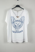 Tee-shirt California blanc femme en coton avec motif délavé Los Angeles, vue de face