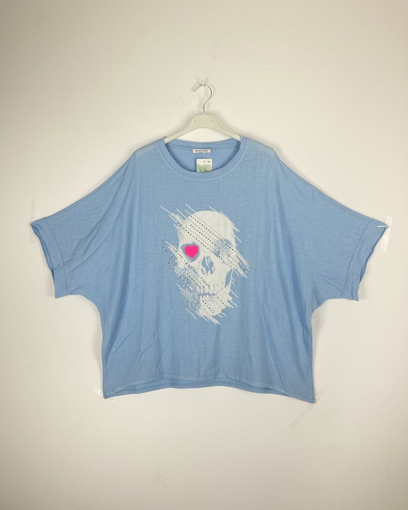 Tee - shirt Lino — Skull Cœur Strass - Mam’s AilesRose
