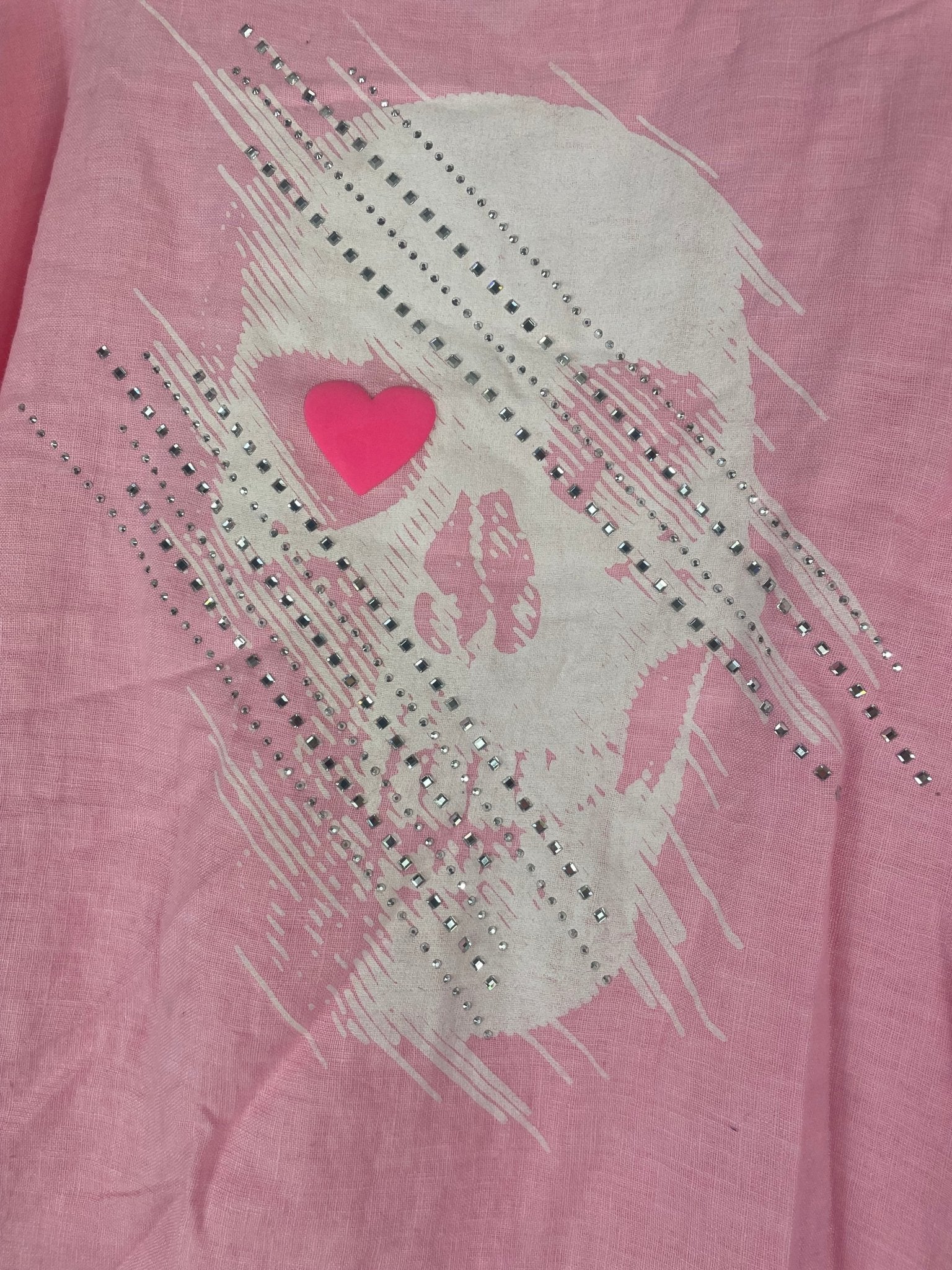 Tee - shirt Lino — Skull Cœur Strass - Mam’s AilesRose