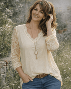 Top Dentelle Col V Bohème Printemps – Made in Italy – 36 - 44 - Mam’s Ailes