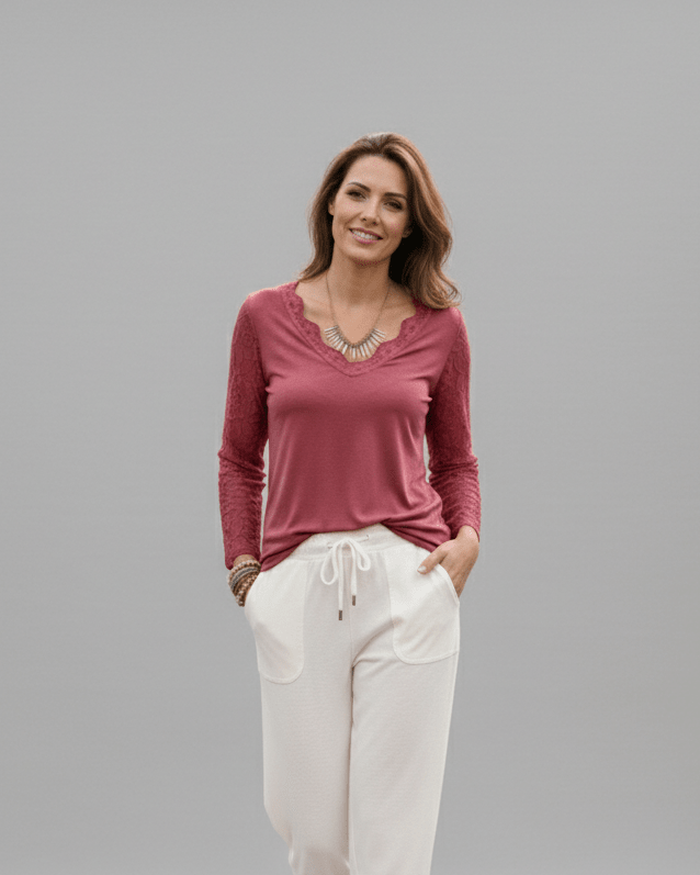 Top Dentelle Col V Bohème Printemps – Made in Italy – 36 - 44 - Mam’s Ailes