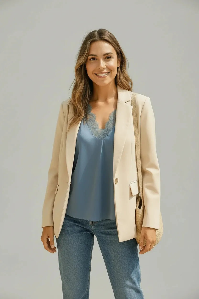 Top dentelle satiné Izzy - Élégance et légèreté - Mam’s Ailes