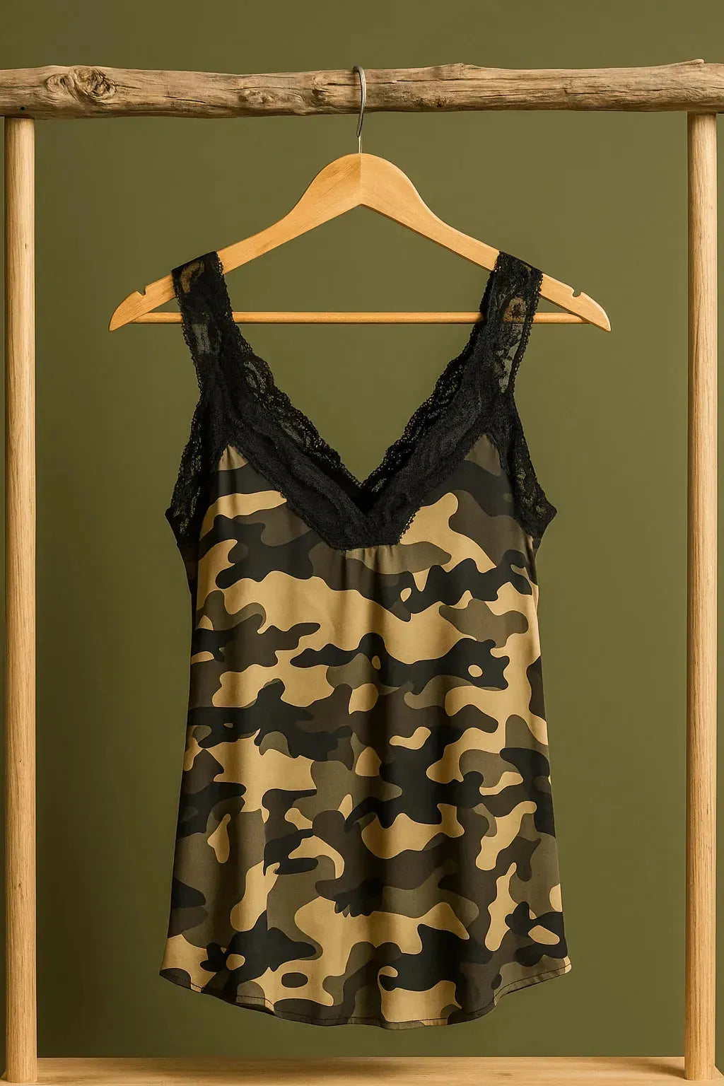 Top Satiné Militaire & Dentelle - Mam’s Ailes