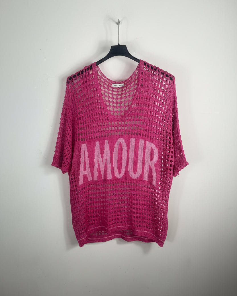Tunique Amour fuchsia avec inscription, vue de face