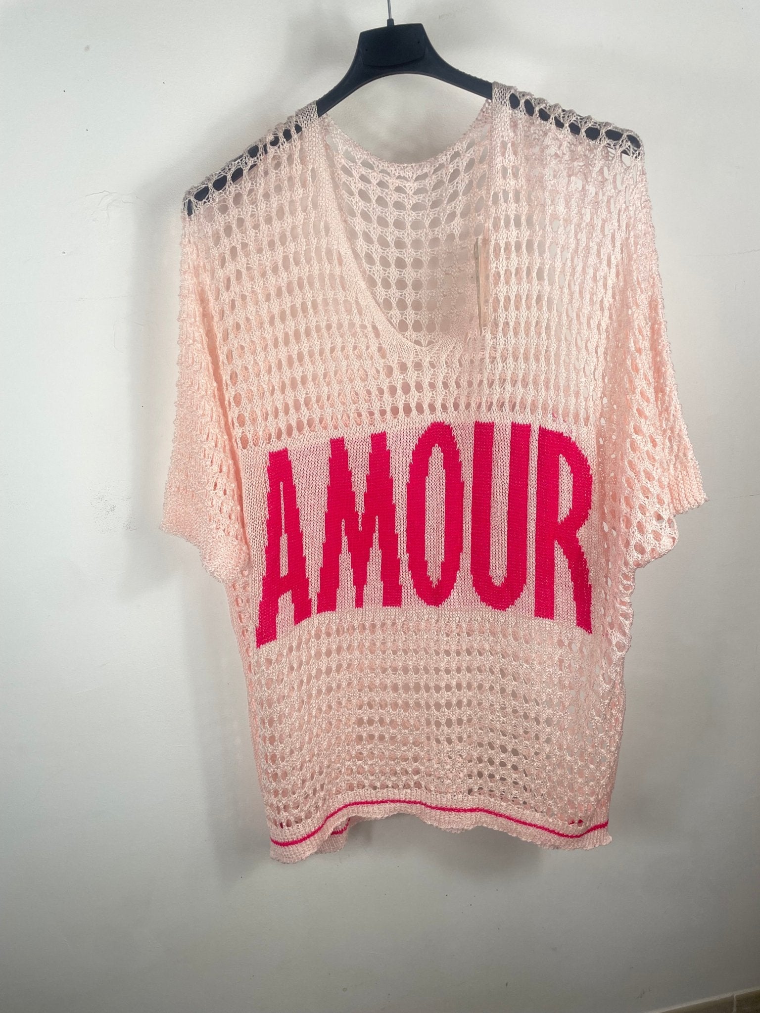 Tunique Amour — Maille Ajourée - Mam’s AilesRose poudré