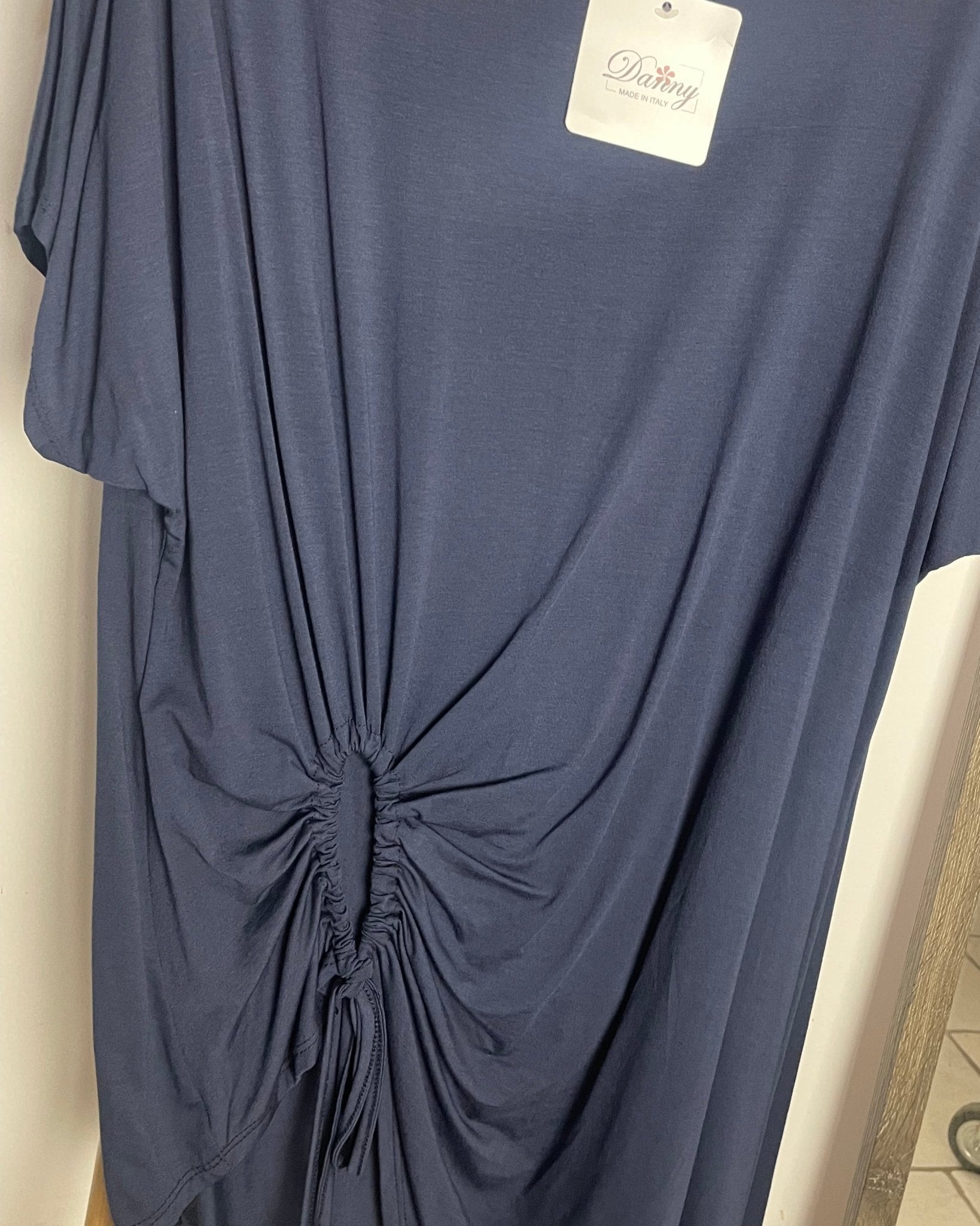 Tunique Asymétrique Drapée Marine — 36 au 44 - Mam’s Ailes