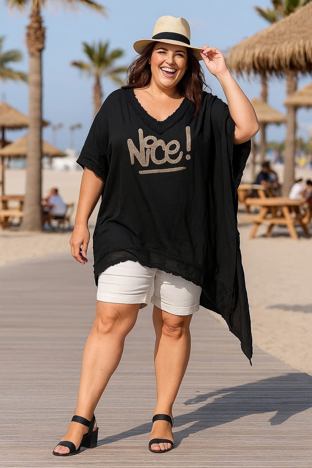 Tunique Asymétrique Nice! Manches Foulard — Du 38 au 54 - Mam’s AilesNoir