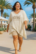 Tunique Asymétrique Nice! Manches Foulard — Du 38 au 54 - Mam’s AilesBeige