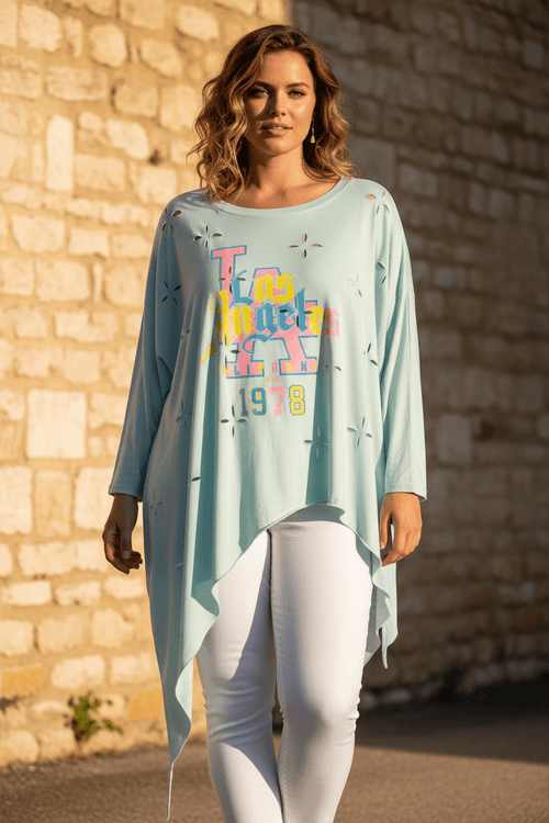 Tunique Asymétrique Rock Los Angeles — 46 au 54 - Mam’s AilesBleu ciel