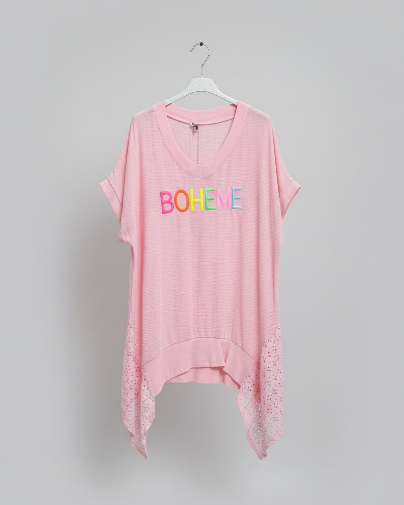 Tunique Bohème Col V Détails Ajourés — Made in Italy - Mam’s AilesRose