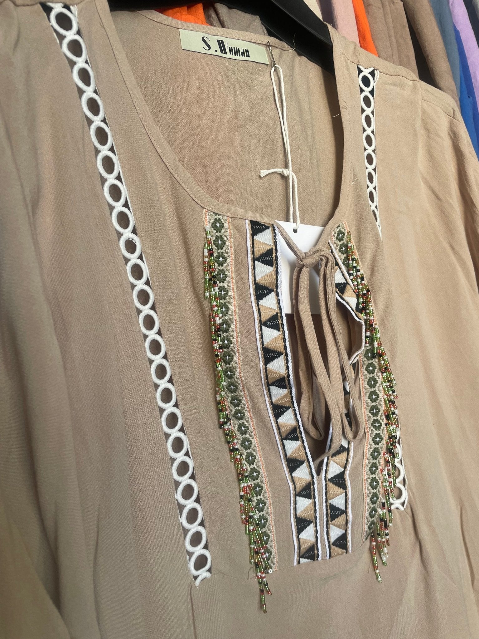 Tunique Bohème Manches Foulard — Du 36 au 48 - Mam’s AilesBeige