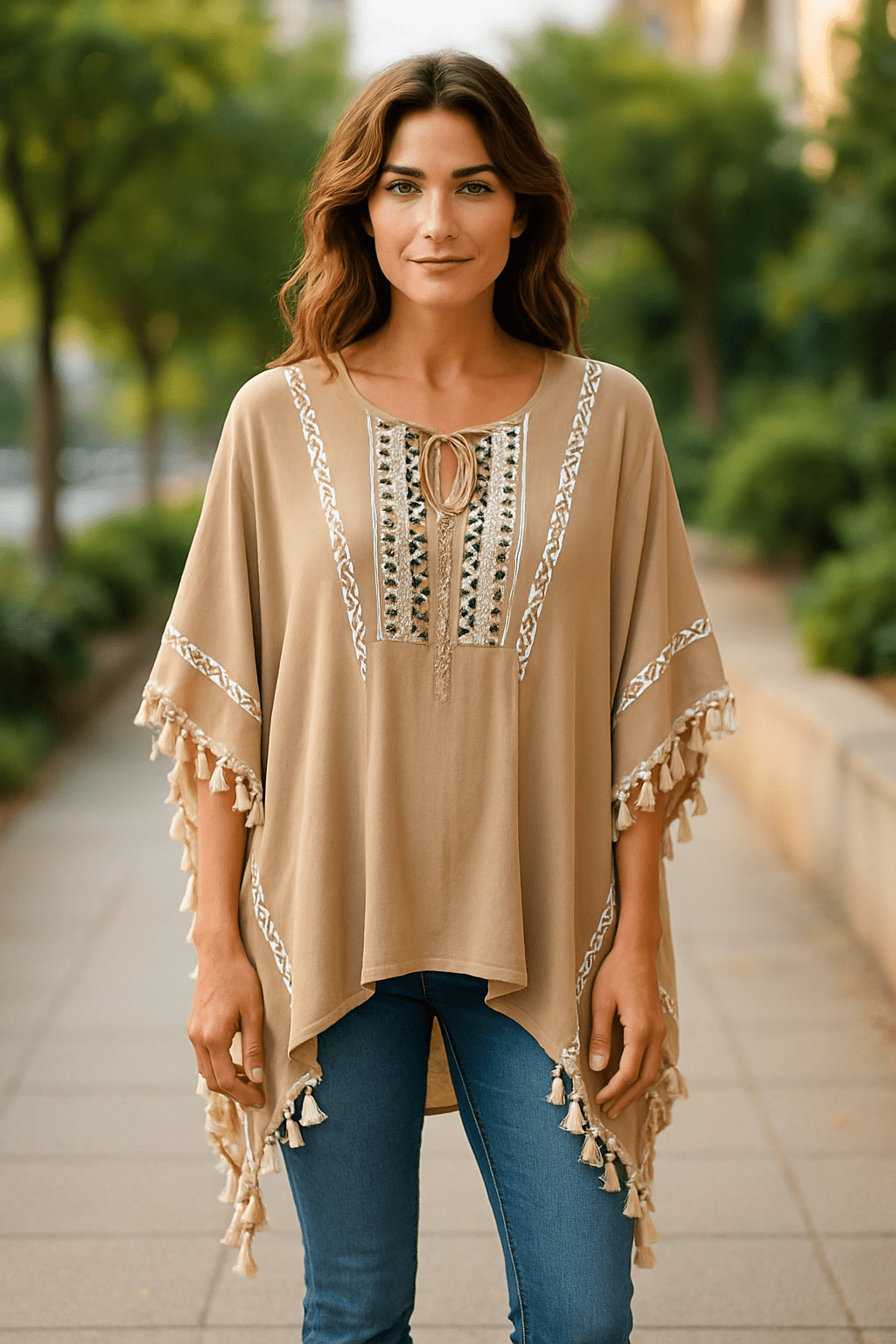 Tunique Caftan Brodée & Pompons - Mam’s Ailes