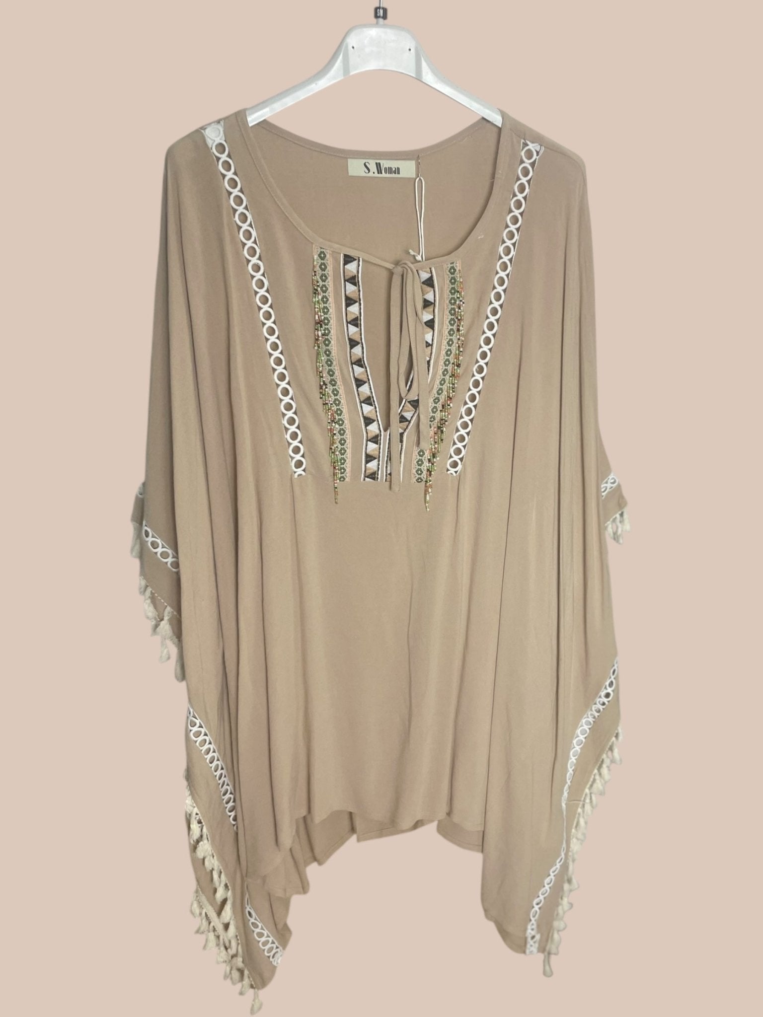 Tunique Caftan Brodée & Pompons - Mam’s Ailes