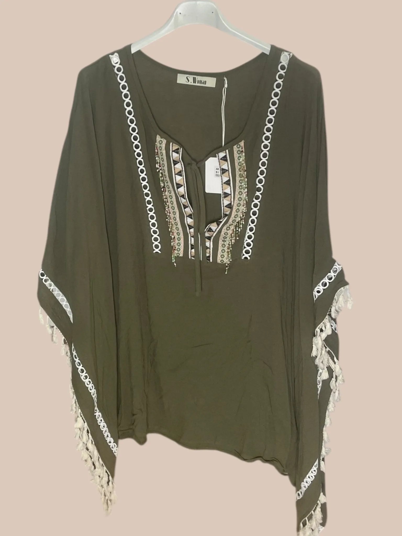 Tunique Caftan Brodée & Pompons - Mam’s Ailes