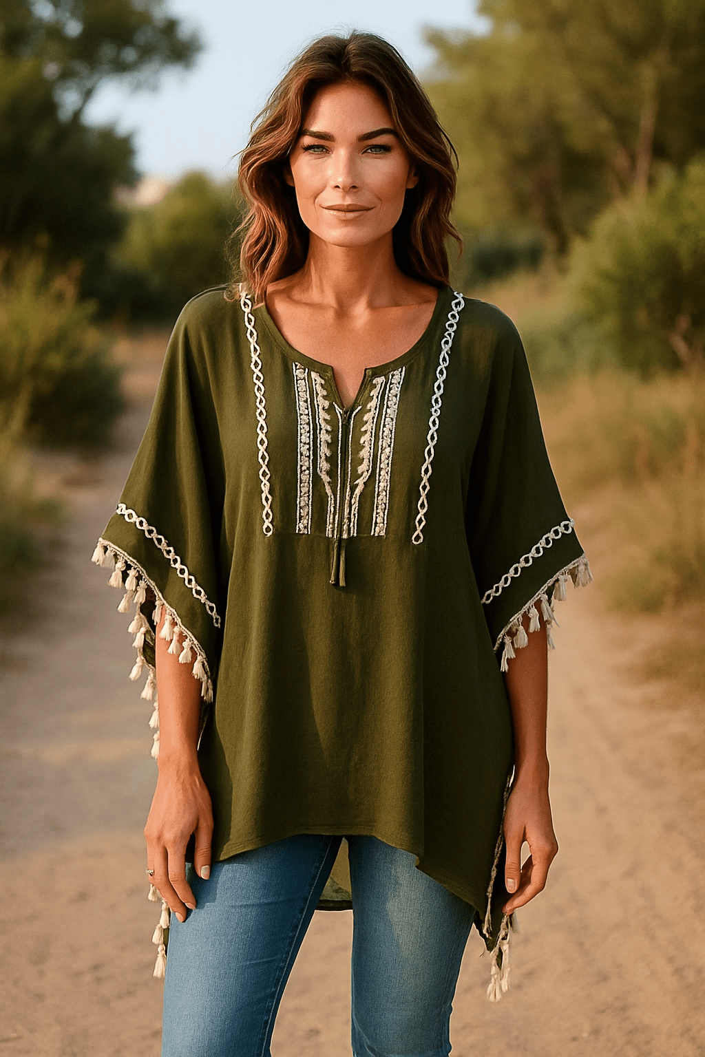Tunique Caftan Brodée & Pompons - Mam’s Ailes