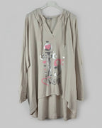 Tunique Queen Good beige loose et asymétrique sur cintre