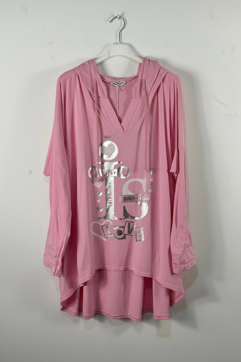 Tunique Queen Good rose loose et asymétrique sur cintre
