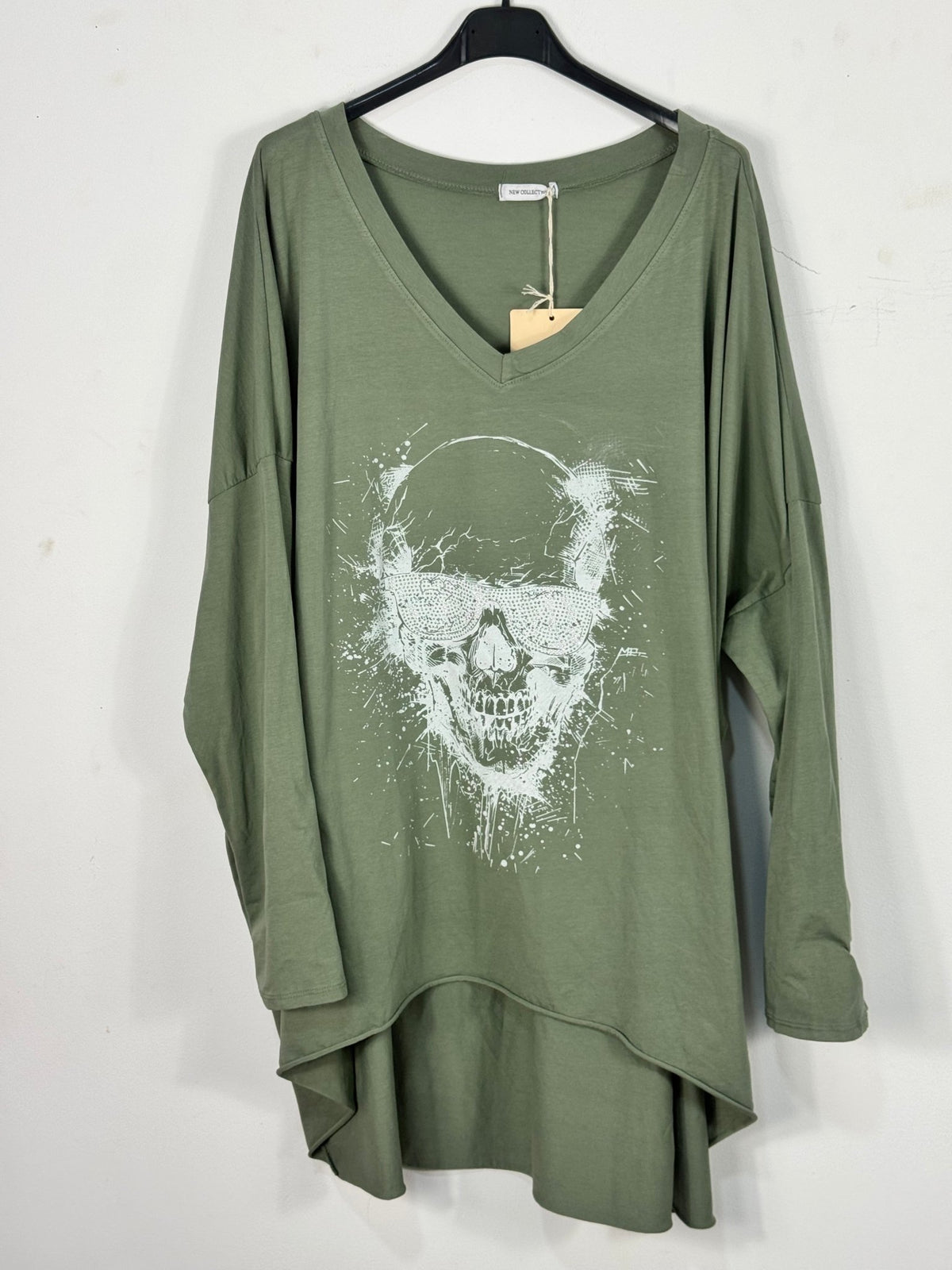 Tunique Rebel kaki loose et asymétrique sur cintre