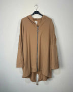 Veste oversize camel capuche devant uni – Made in Italy
