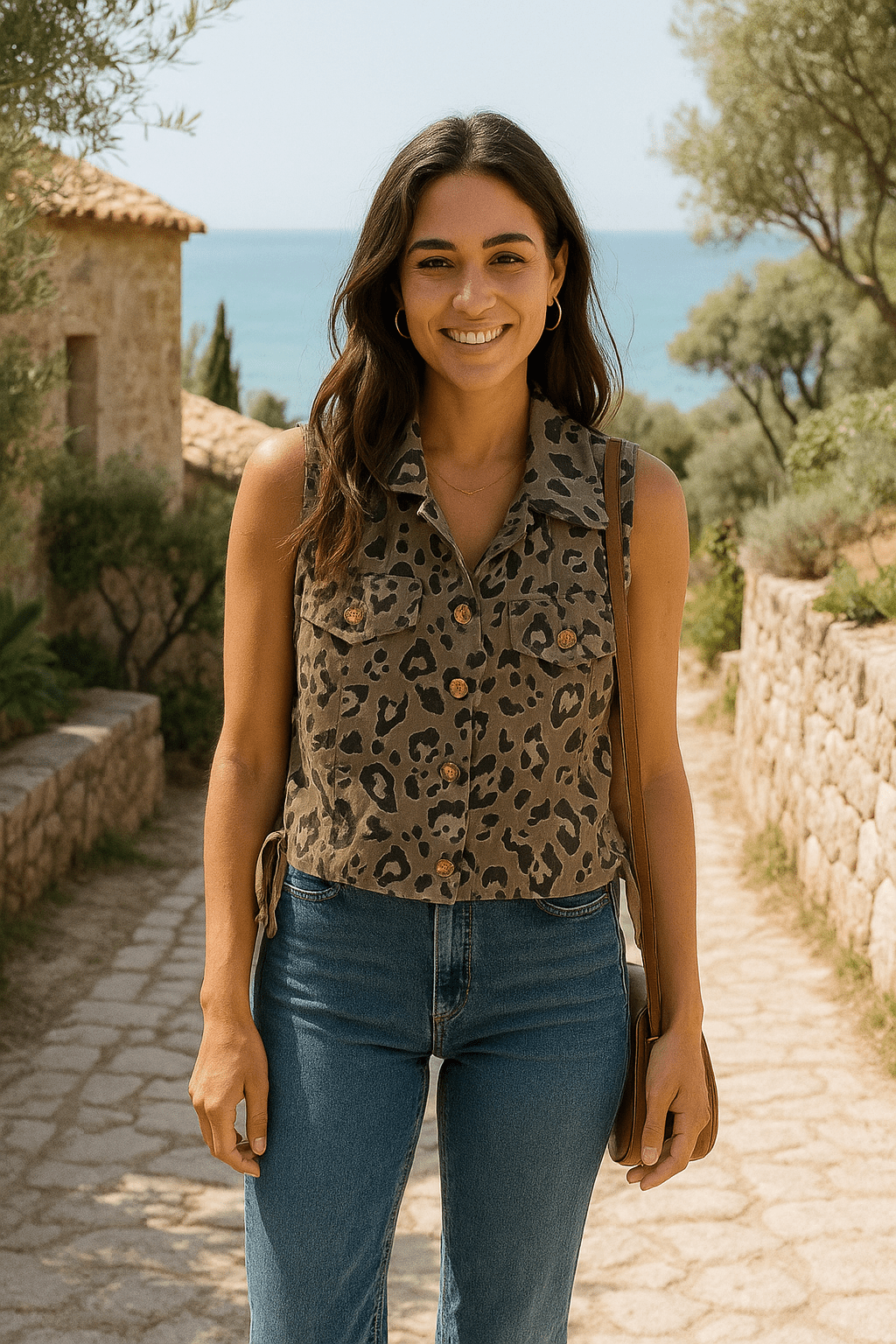 Veste Sans Manches Léopard Taupe - Mam’s Ailes
