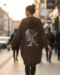 Veste Snoopy dab chocolat oversize capuche, strass dos, made in Italy
