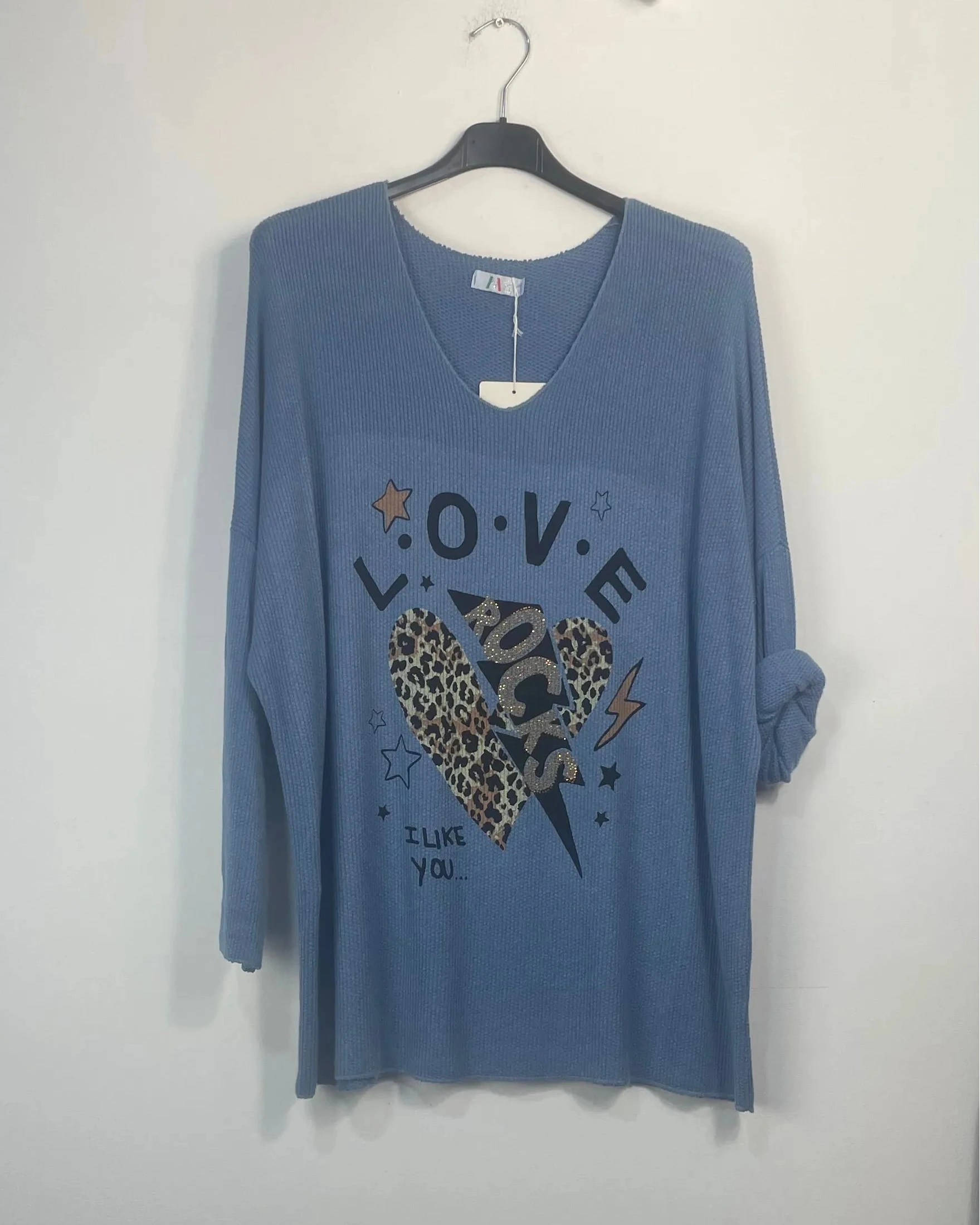 Pull maille « Love Rocks » – made in Italy
