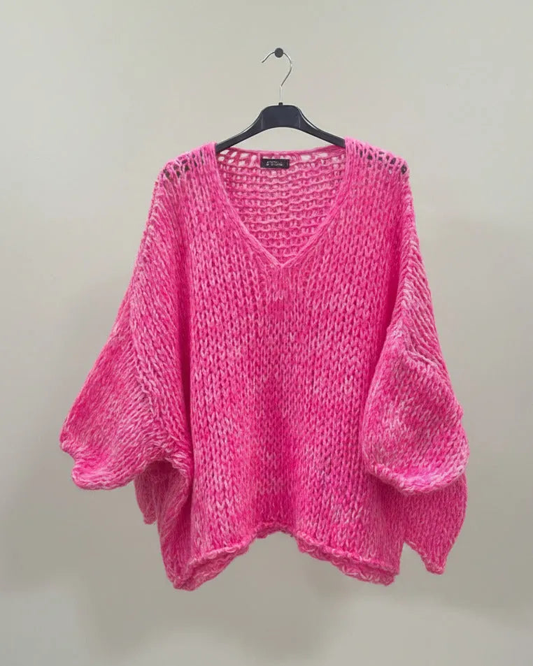 Pull long dos maille ajourée femme