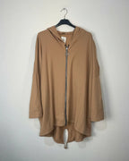 Veste oversize camel capuche devant uni – Made in Italy
