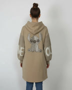 Veste sweat camel LOVE & Stitch manches tricot LOVE – Made in Italy
