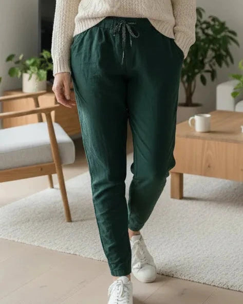 Pantalon Magique femme extensible 36-52, coupe élégante et confortable couleur vert sapin