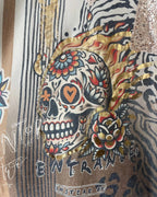 Vue dos du pull Calavera d’Or motif crâne floral – made in Italy