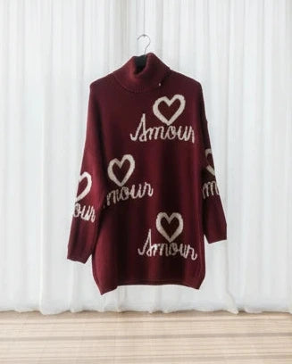 Robe pull maille chaude femme grande taille