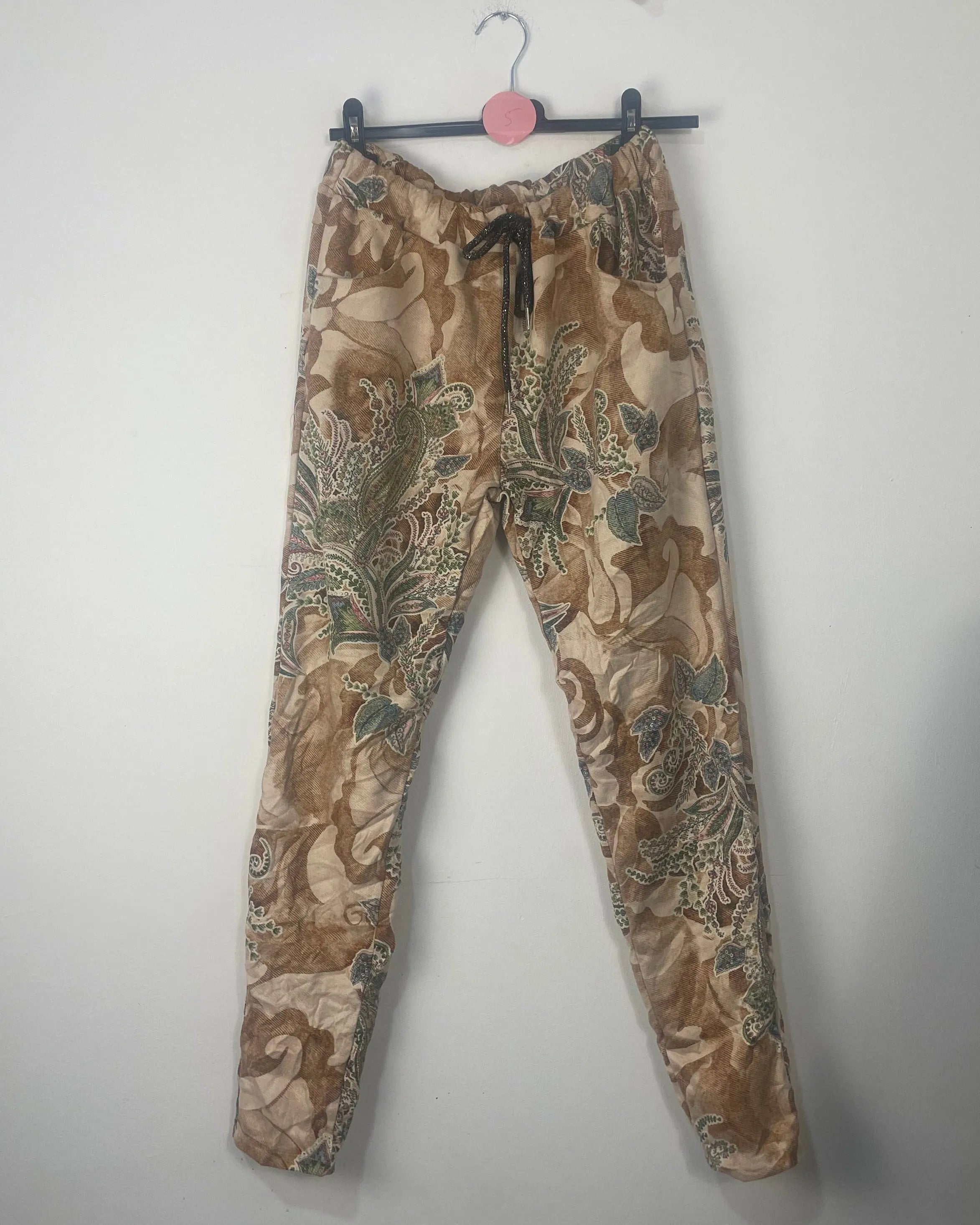 pantalon suédine motif végétal femme
