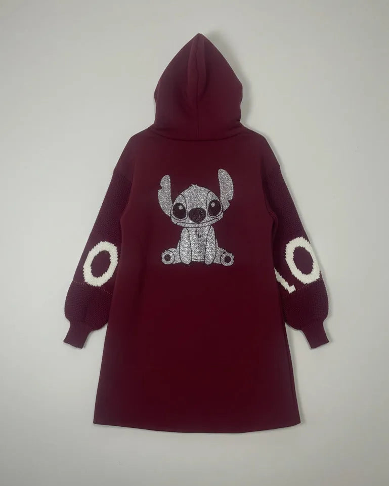 Veste casual femme à capuche, imprimé Stitch dans le dos