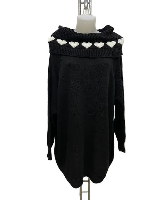 robe pull noire col large femme