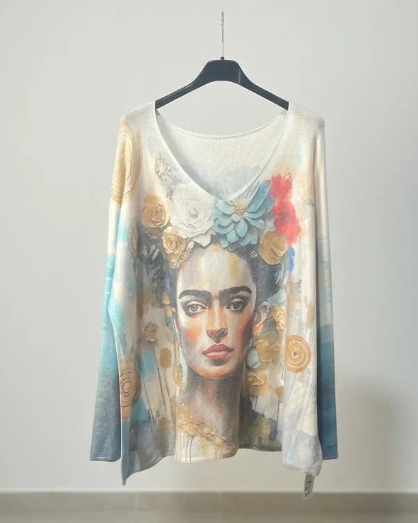 Pull Frida femme – impression artistique devant – Mam’s Ailes