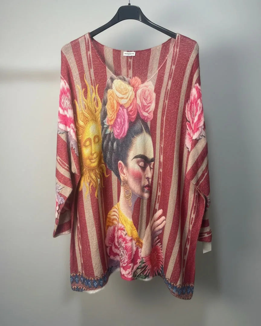 Pull grande taille artistique Frida, oversize 70 cm – Mam’s Ailes