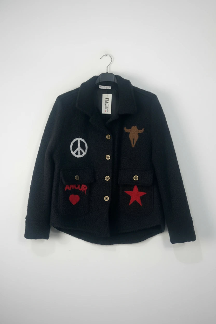Veste coupe courte avec poches et badges