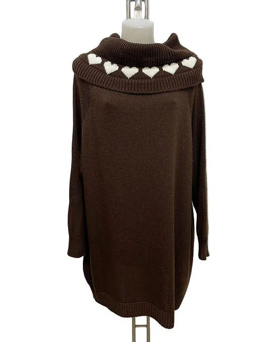 robe pull chocolat col large femme